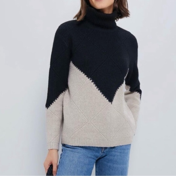 Tuckernuck Sweaters - Tuckernuck Hayacinth House Wool Blend Demi Sweater Size XL Black Beige Slouchy